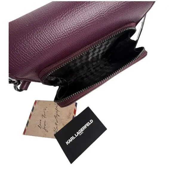 Karl Lagerfeld Vegan Leather CROSSBODY CLUTCH BAG Red Annette Cat Handbag Purse Crossbody Bags